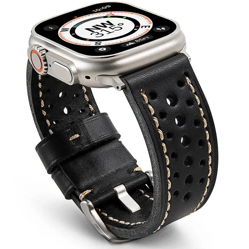 Vintage Racing Leather Band For Apple Watch NZINGOU