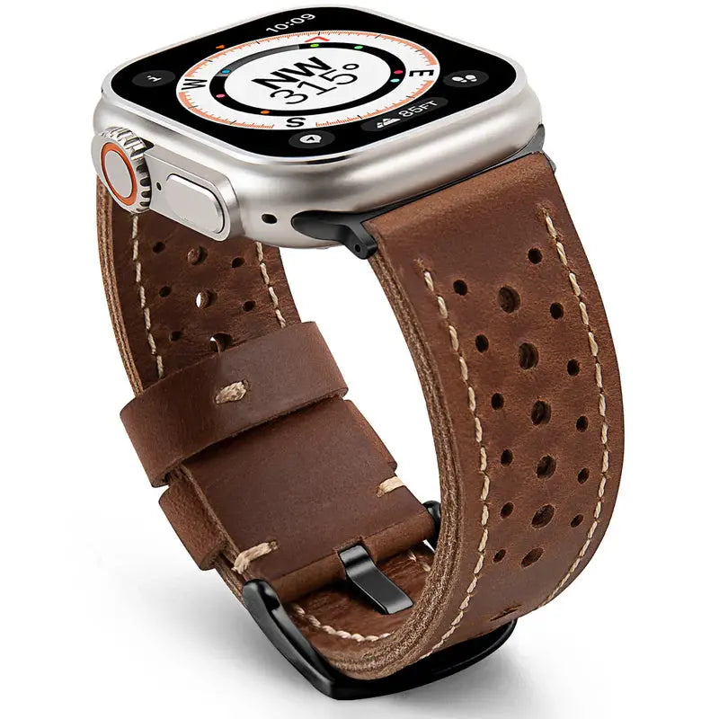 Vintage Racing Leather Band For Apple Watch NZINGOU